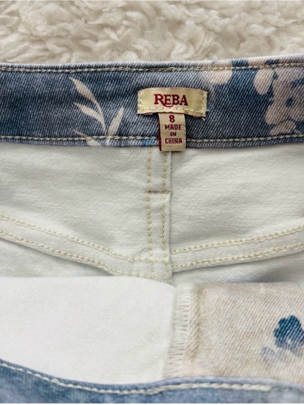 Reba Blue and Cream Floral Ombre A-Line Skirt - Picture 5 of 9